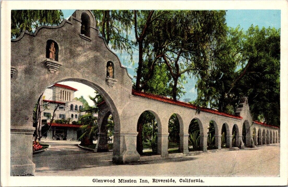 Postcard California Riverside Glenwood Mission Inn c1920s White Border VTG CA
