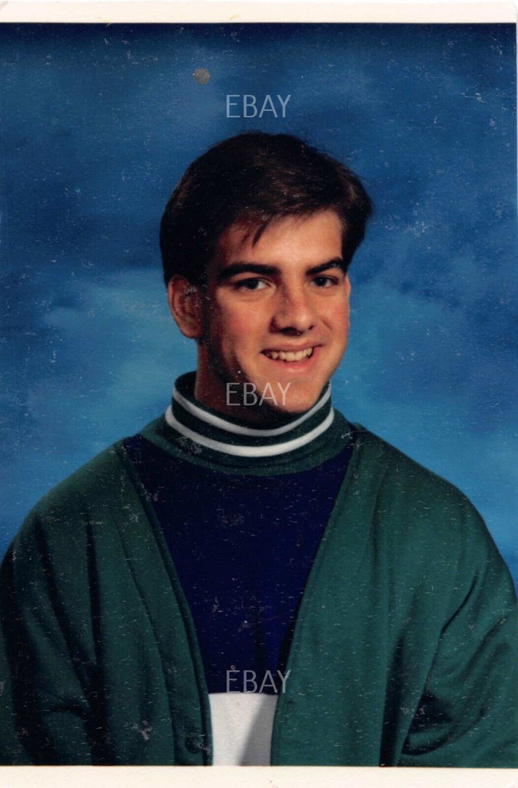 1990s Original Photo 2.5x3.5 Man Smiling Wearing Sweater Studio Portrait G76 #20