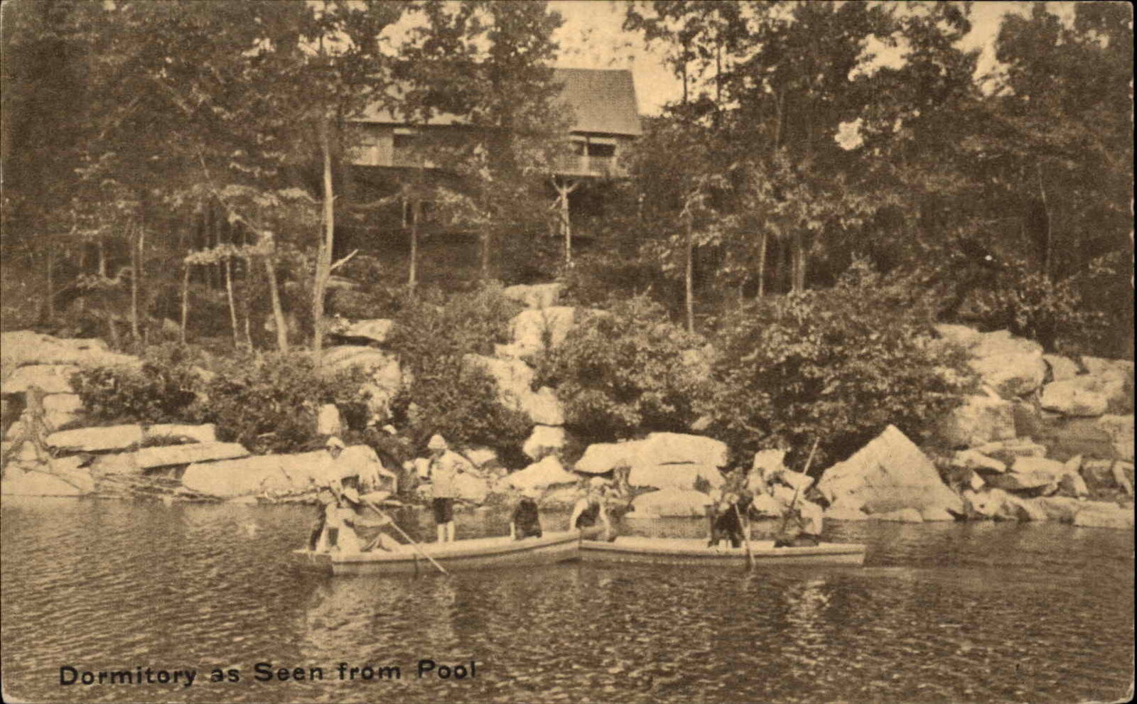 Carmel New York NY Clear Pool Summer Camp Campers Vintage Postcard