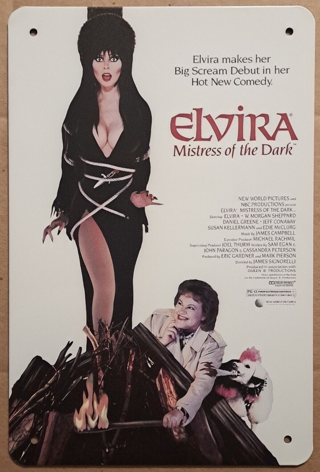 Elvira: Mistress of the Dark metal hanging wall sign