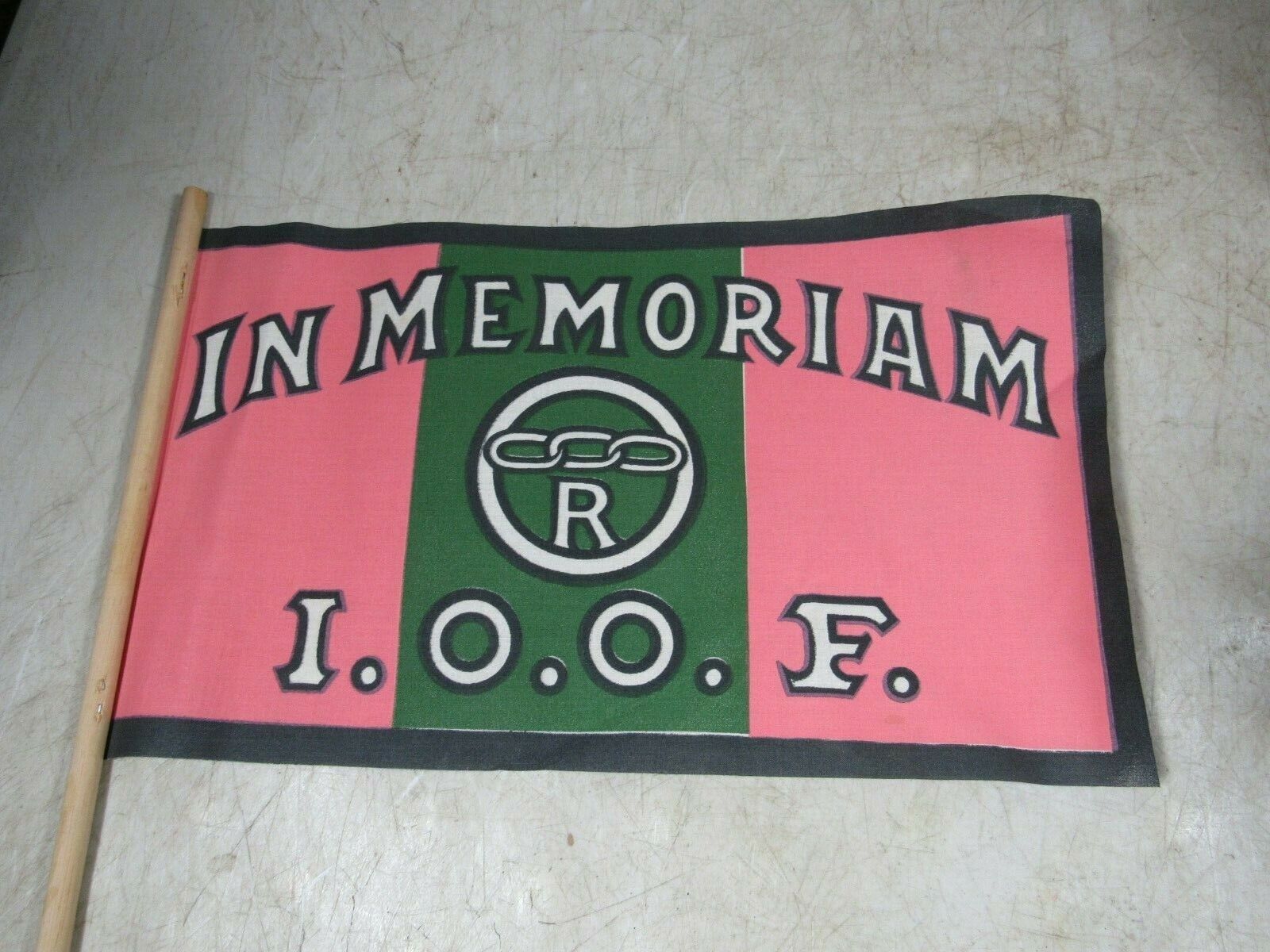 Vintage/Antique I.O.O.F. Oddfellows In Memoriam Funeral Parade Flag NOS 
