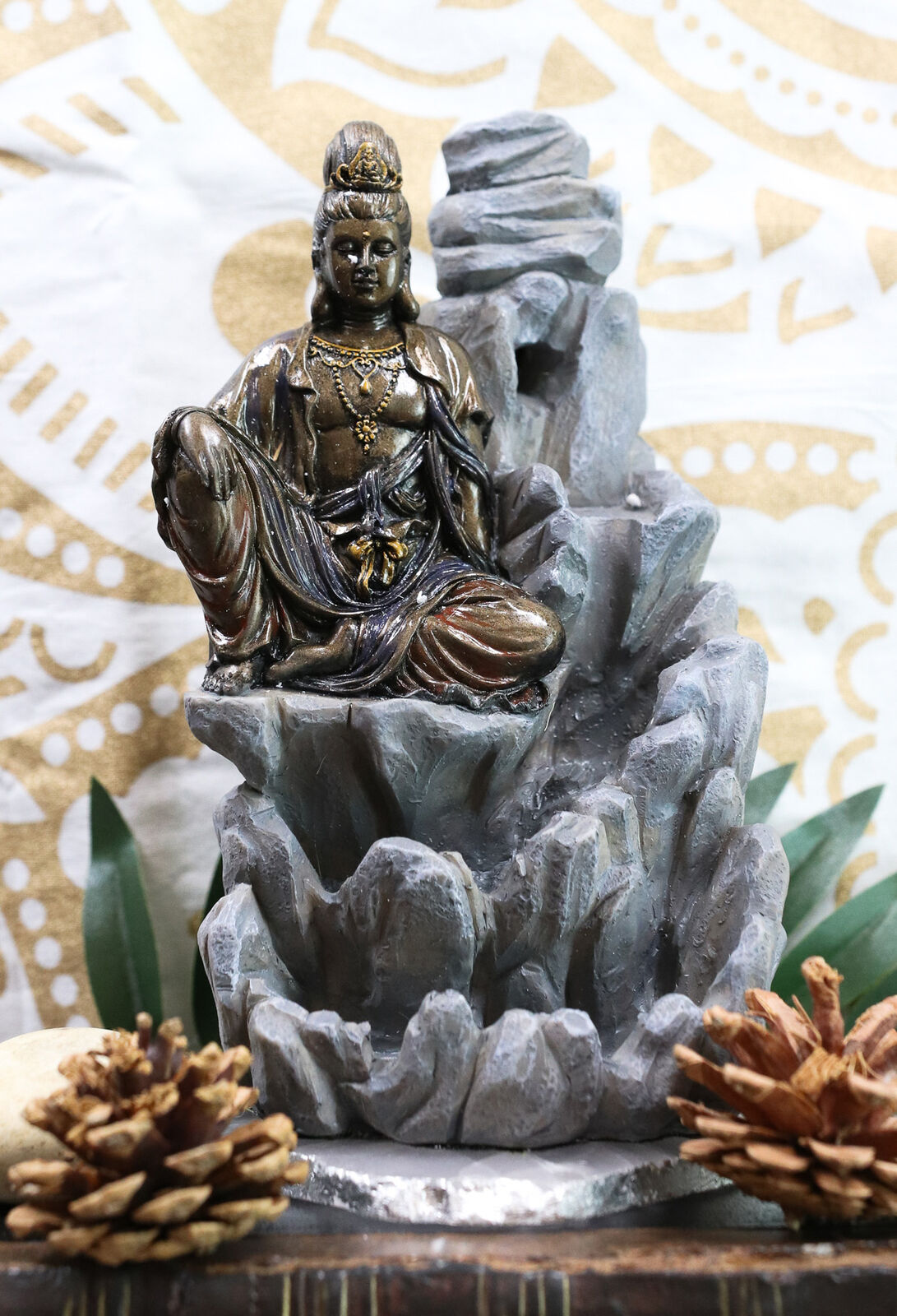 Ebros Bodhisattva Kuan Yin Buddha Backflow Incense Burner Statue 7.5