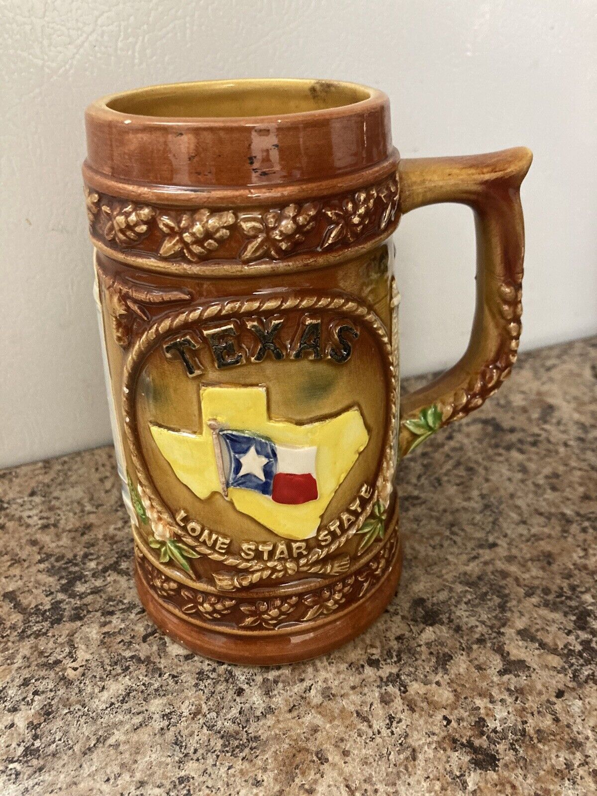 Vintage Texas Lone Star State Mug Made In Japan 5.5” Tall ALAMO TEXAS STADIUM