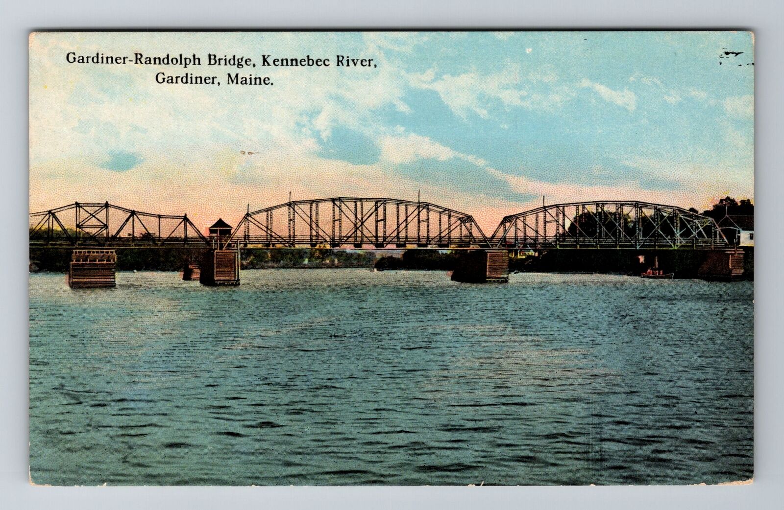 Gardiner ME-Maine, Gardiner And Randolph Bridge, Antique Vintage Postcard