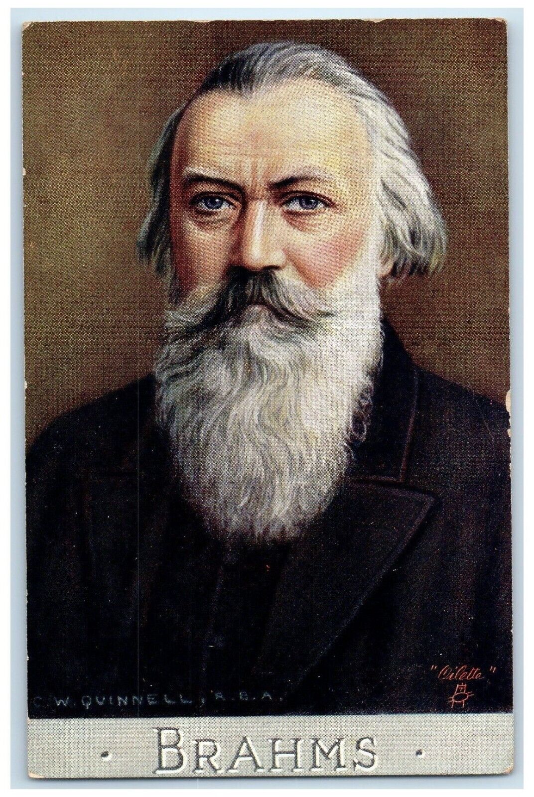 c1910's Johs Brahms Studio Portrait Oilette Tuck's Unposted Antique Postcard