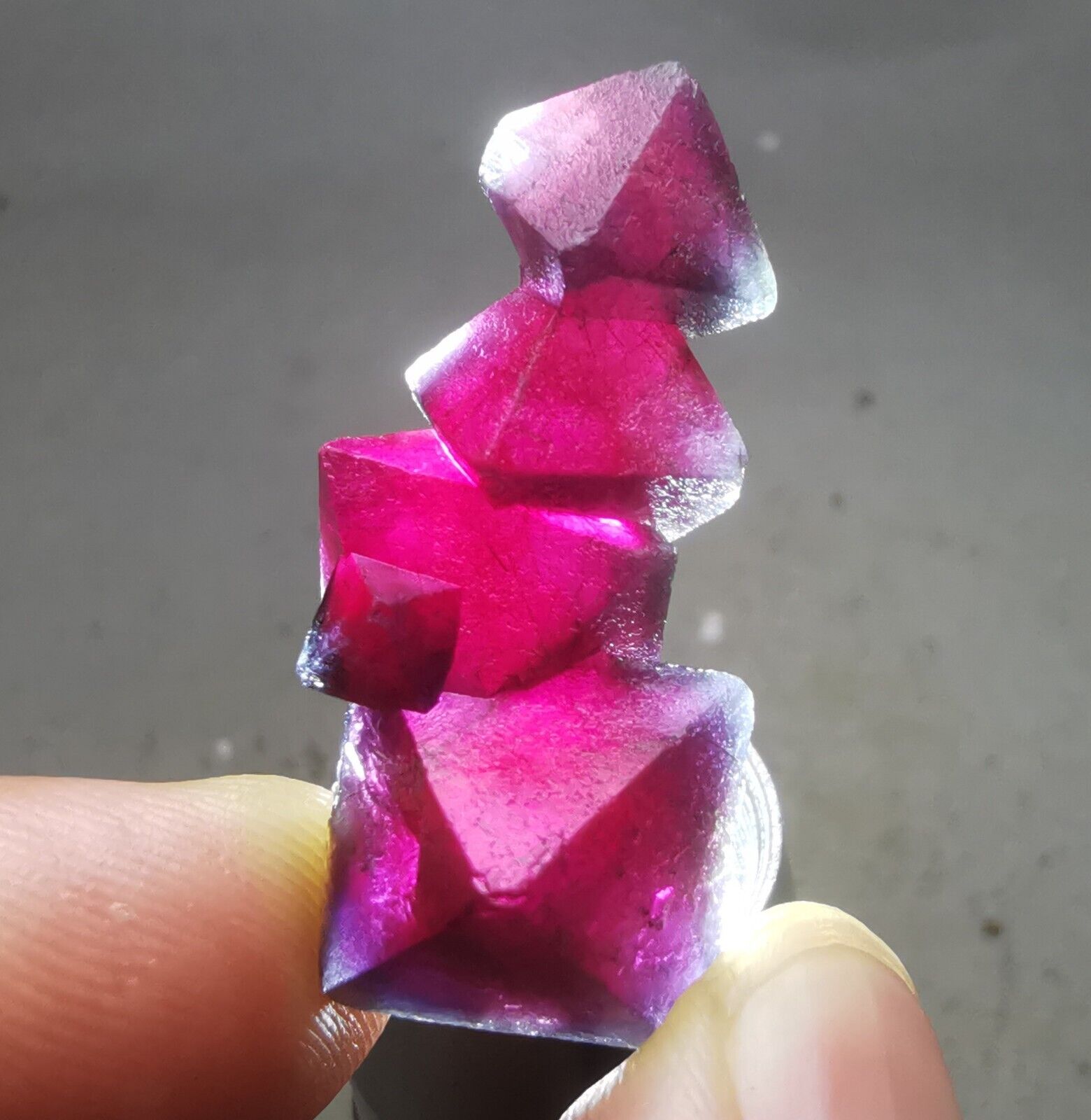 48ct Natural red octahedron watermelon red fluorite  mineral specimen China