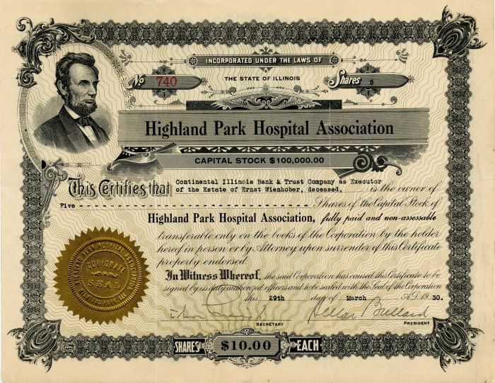 Highland Park Hospital Association - Famous Americans on Stocks & Bonds