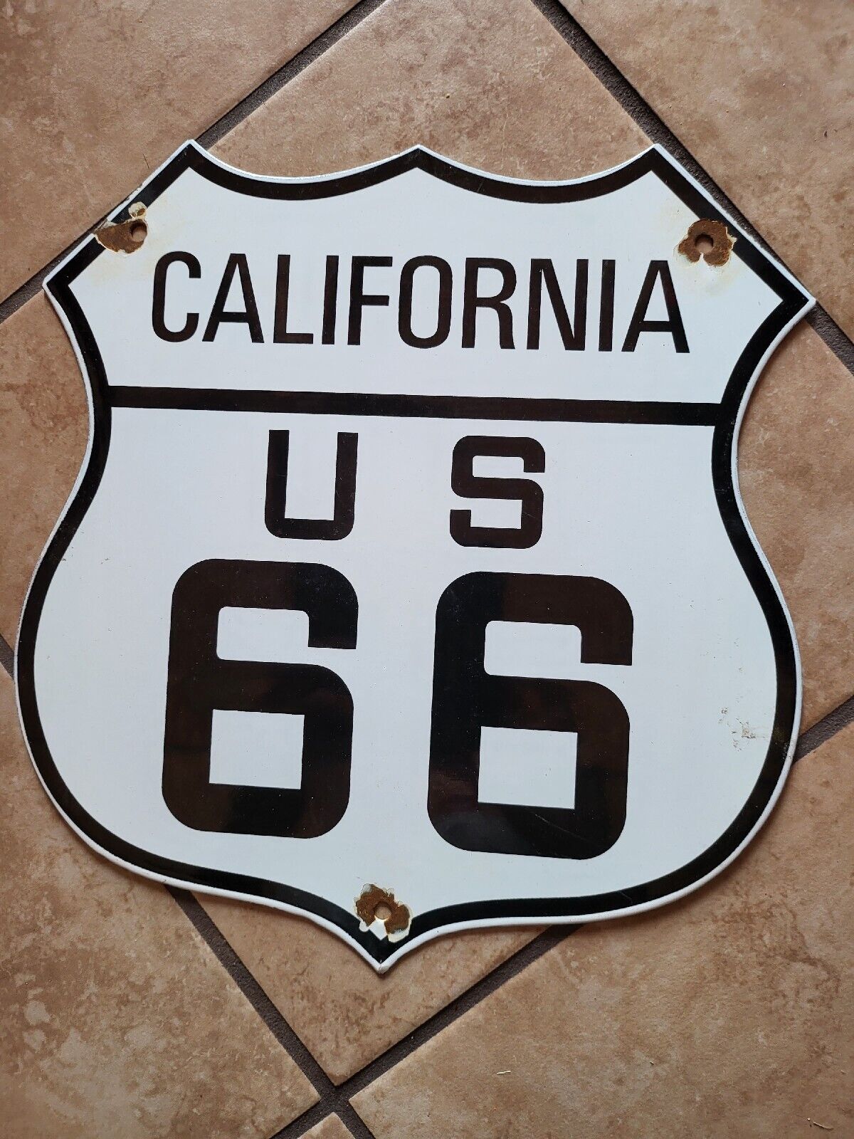 Vintage CALIFORNIA US 66 HIGHWAY OF TRANSPORTATION AND STREET ROAD PORCELAIN...