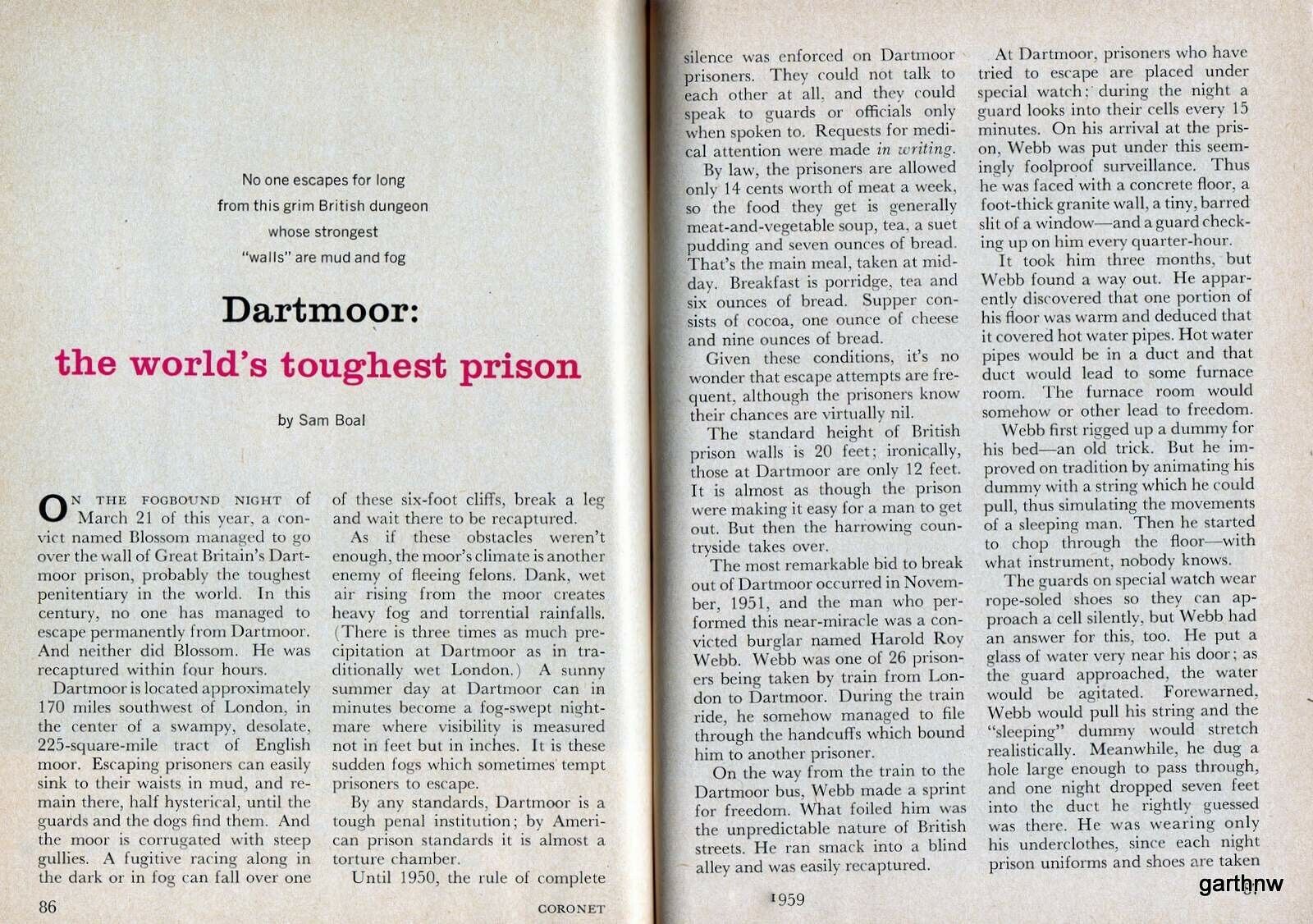 HM PRISON DARTMOOR 1959 GREAT BRITAIN WORLD’S TOUGHEST DUNGEON