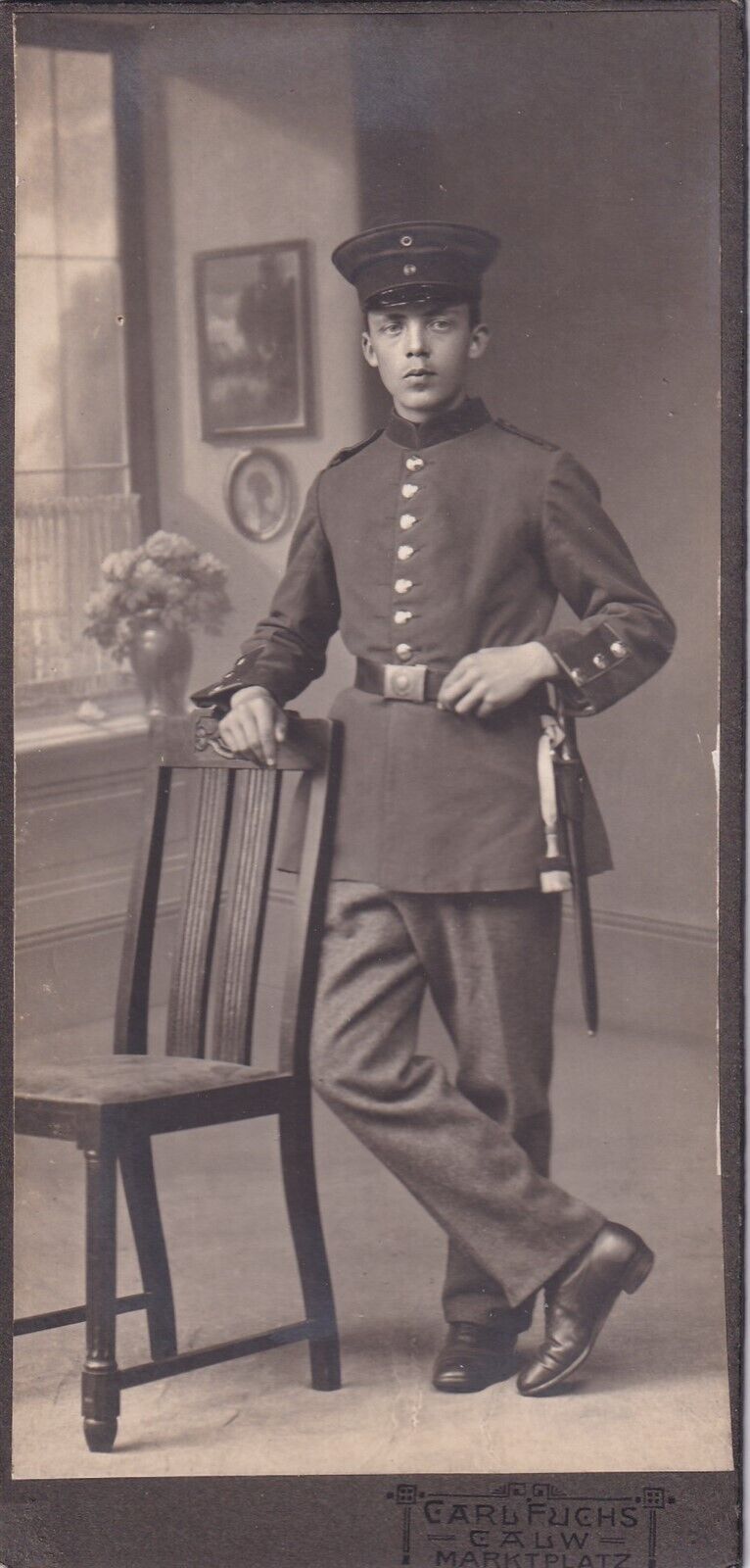 WWI CDV Cabinet Photo NAMED 18 YEAR OLD GERMAN 110th (2nd BADEN) GRENADIERS 22