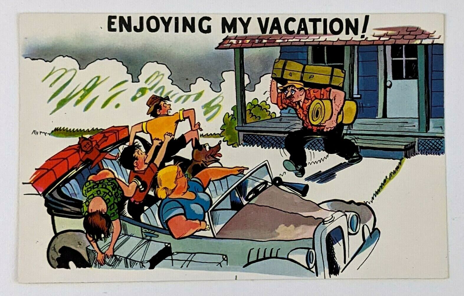 Pocono Mountains Pennsylvania Greetings Family Vacation Humor VTG 1960s Postcard