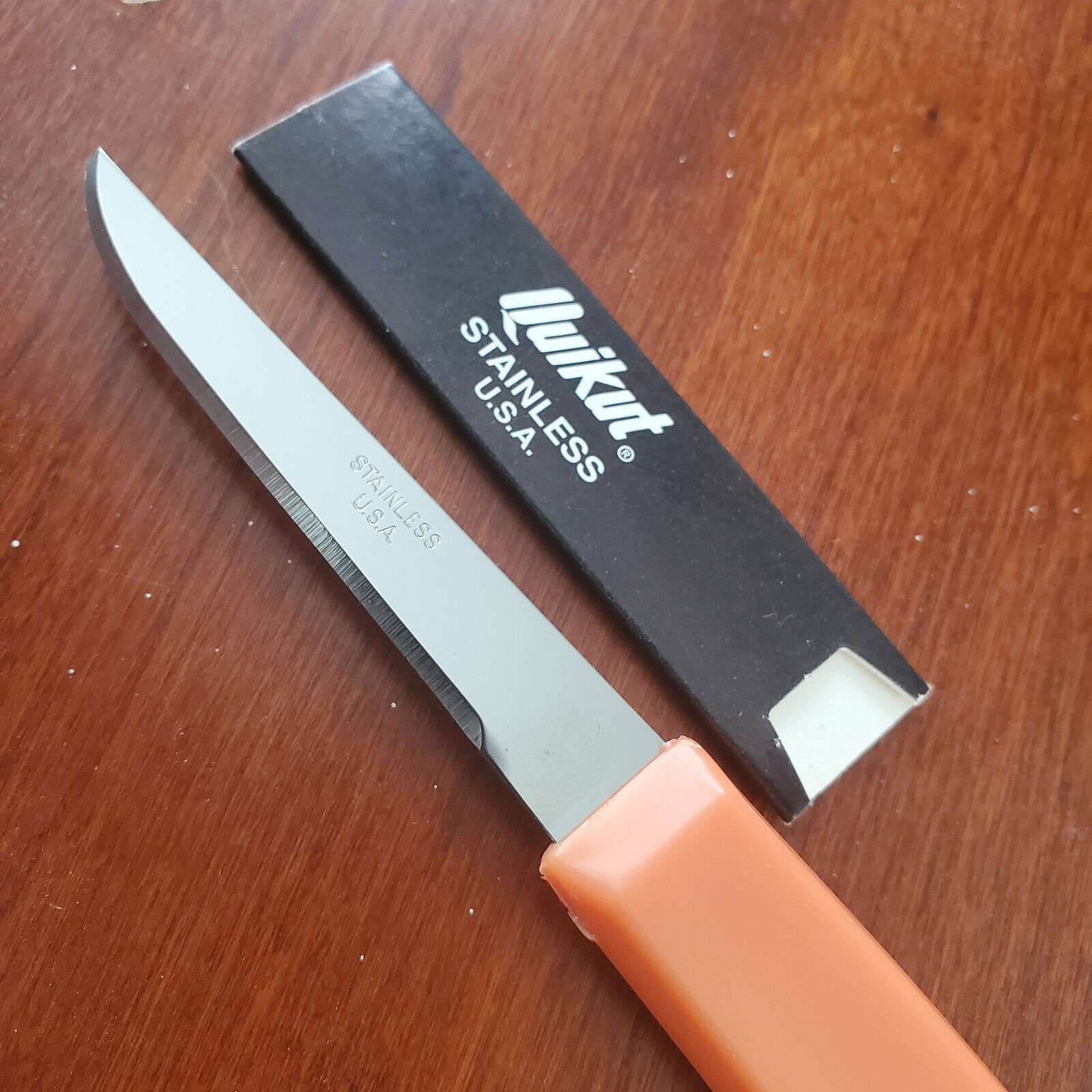 Vintage Quikut Paring Knife Orange Stainless 6.25\