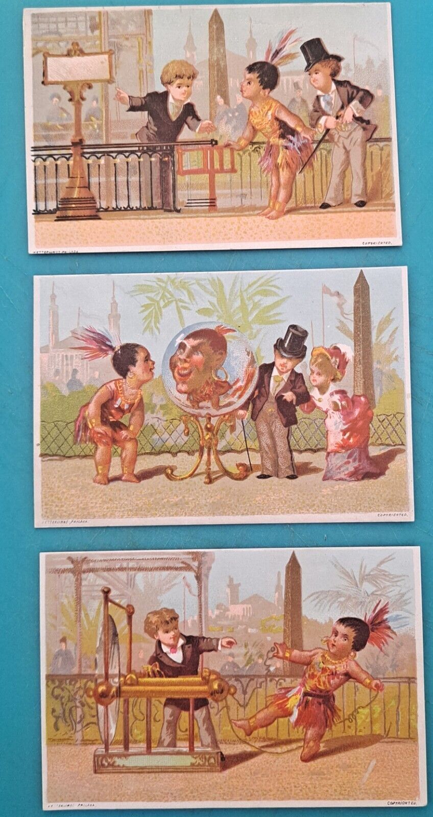 3 Vintage Victorian Trade Ad, Calling Cards, Sleeved 
