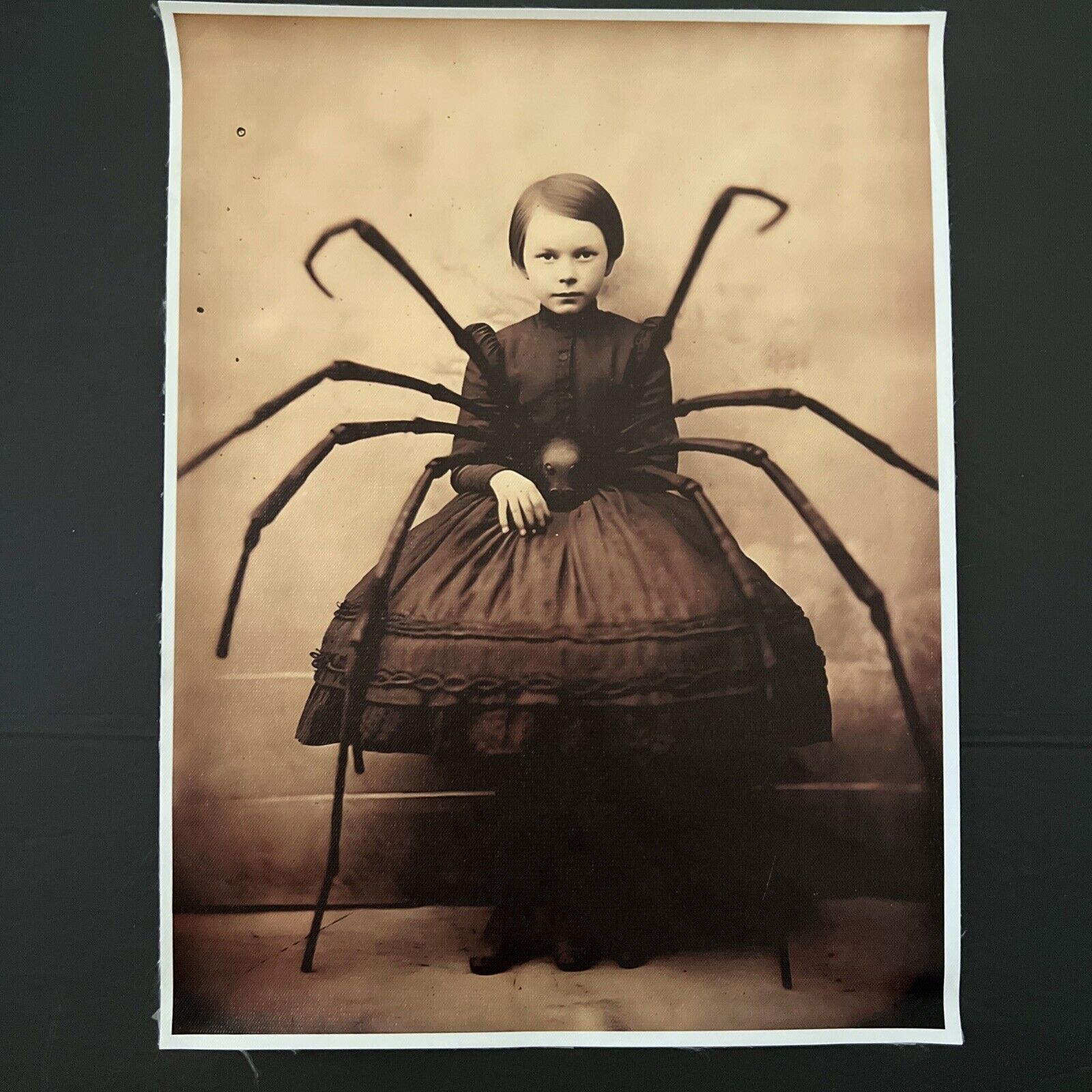 Creepy Halloween Pet Spider Picture 16”x12” No Frame
