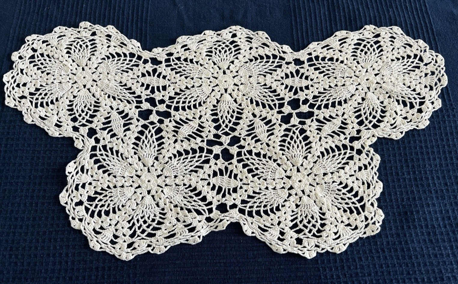 Doily Table Topper Vintage Cotton Hand Crocheted Butterfly Shape 23\