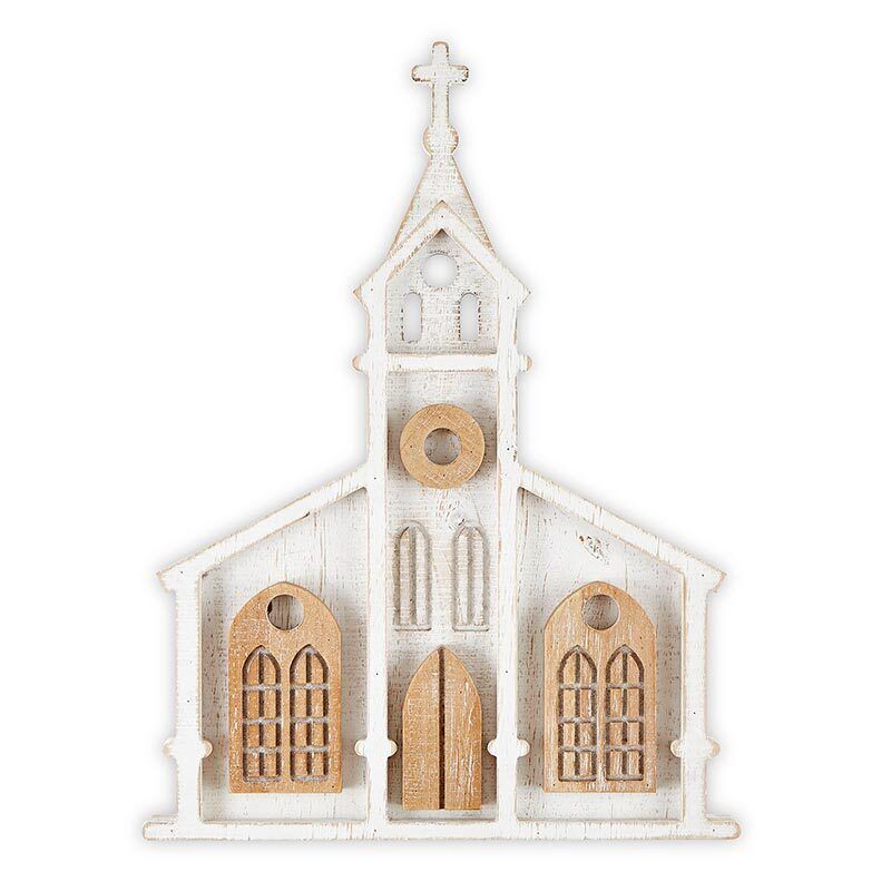 Cathedral Church Wall Plaque Wooden Wall Art Chruch Decor 15.75\