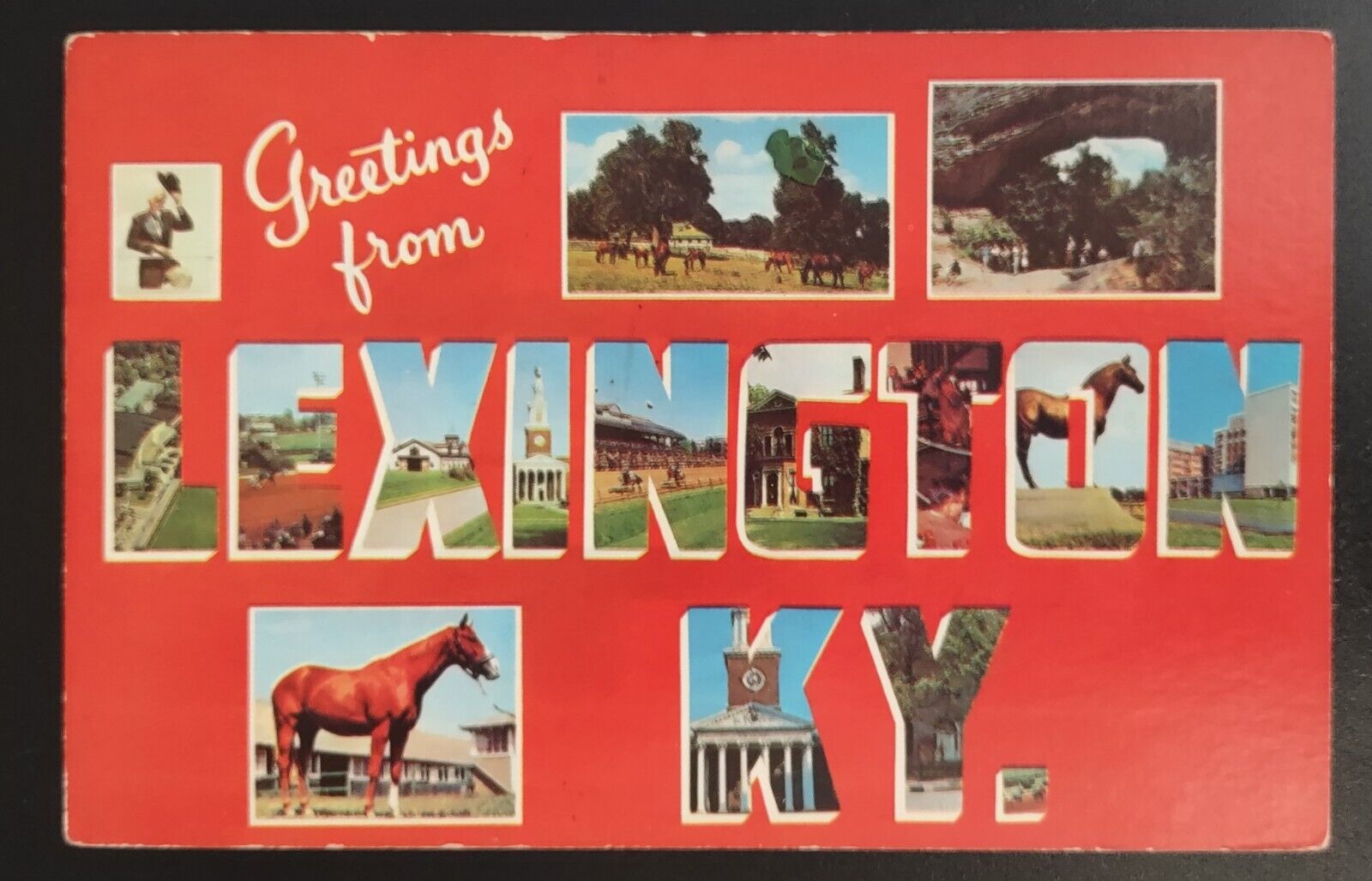 Postcard Vintage 1965 Greetings Lexington Kentucky Large Letter Trotting Races