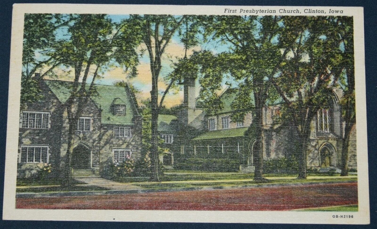 First Presbyterian Church, Clinton, IA Postcard 1962