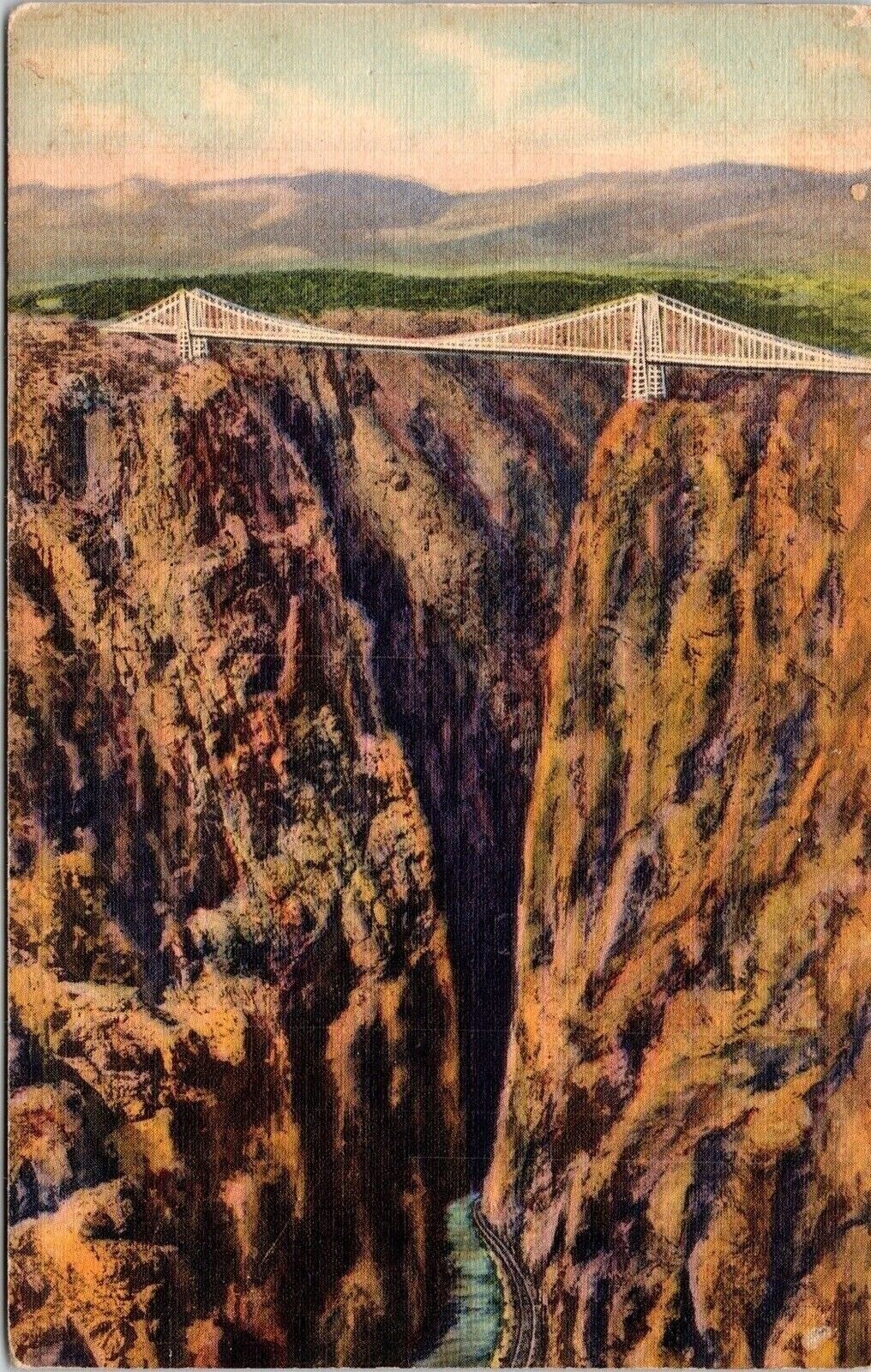 Royal Gorge Worlds Highest Suspension Bridge Colorado Co Ct Art Color Postcard