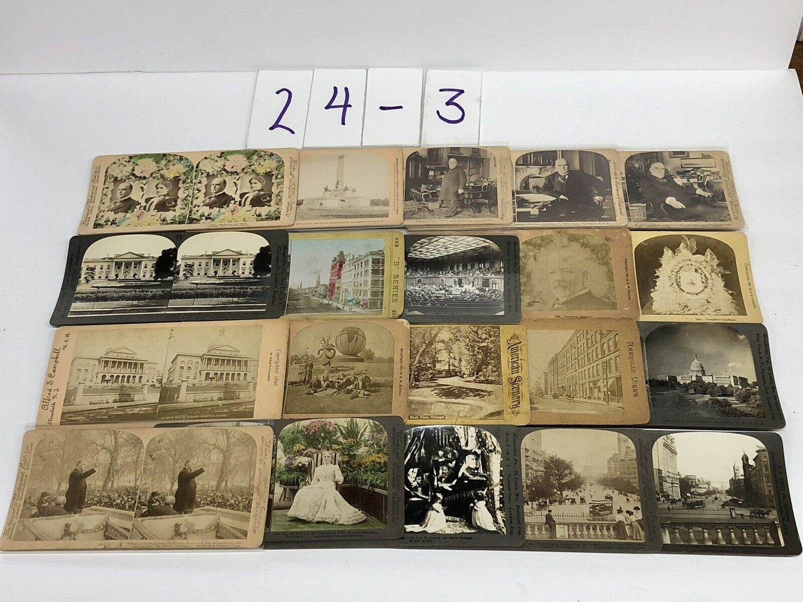 SVG24-3 Mixed Lot of 20 Stereoviews United States Cities Places Important People