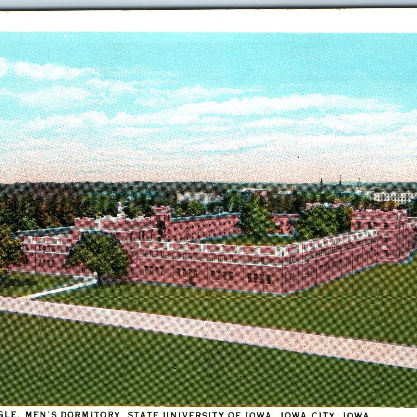 c1920s Iowa City, IA Quadrangle Campus Mens Dormitory Residence Dorm Vtg PC A254