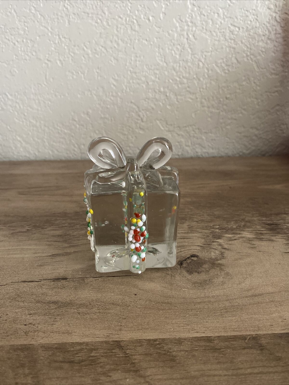 Enesco Solid Glass Wrapped Christmas Present Vintage 1998
