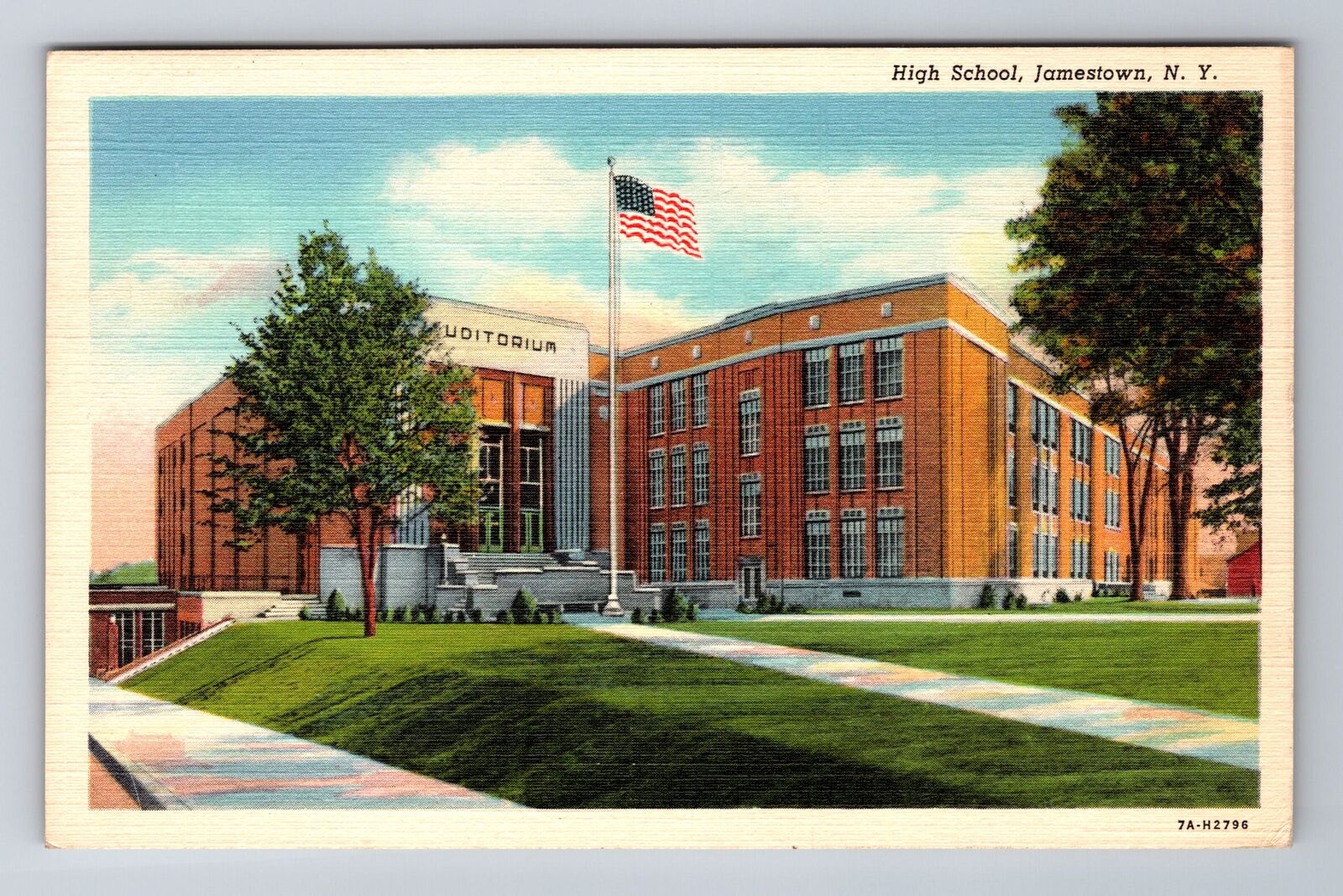 Johnstown NY-New York, High School, c1943 Antique Vintage Souvenir Postcard