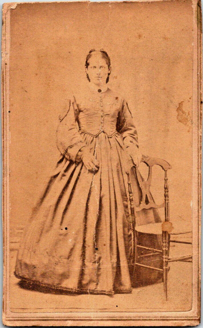 Antique C. 1860s Antique CDV Photograph Woman Marion, Ohio Revenue Stamp