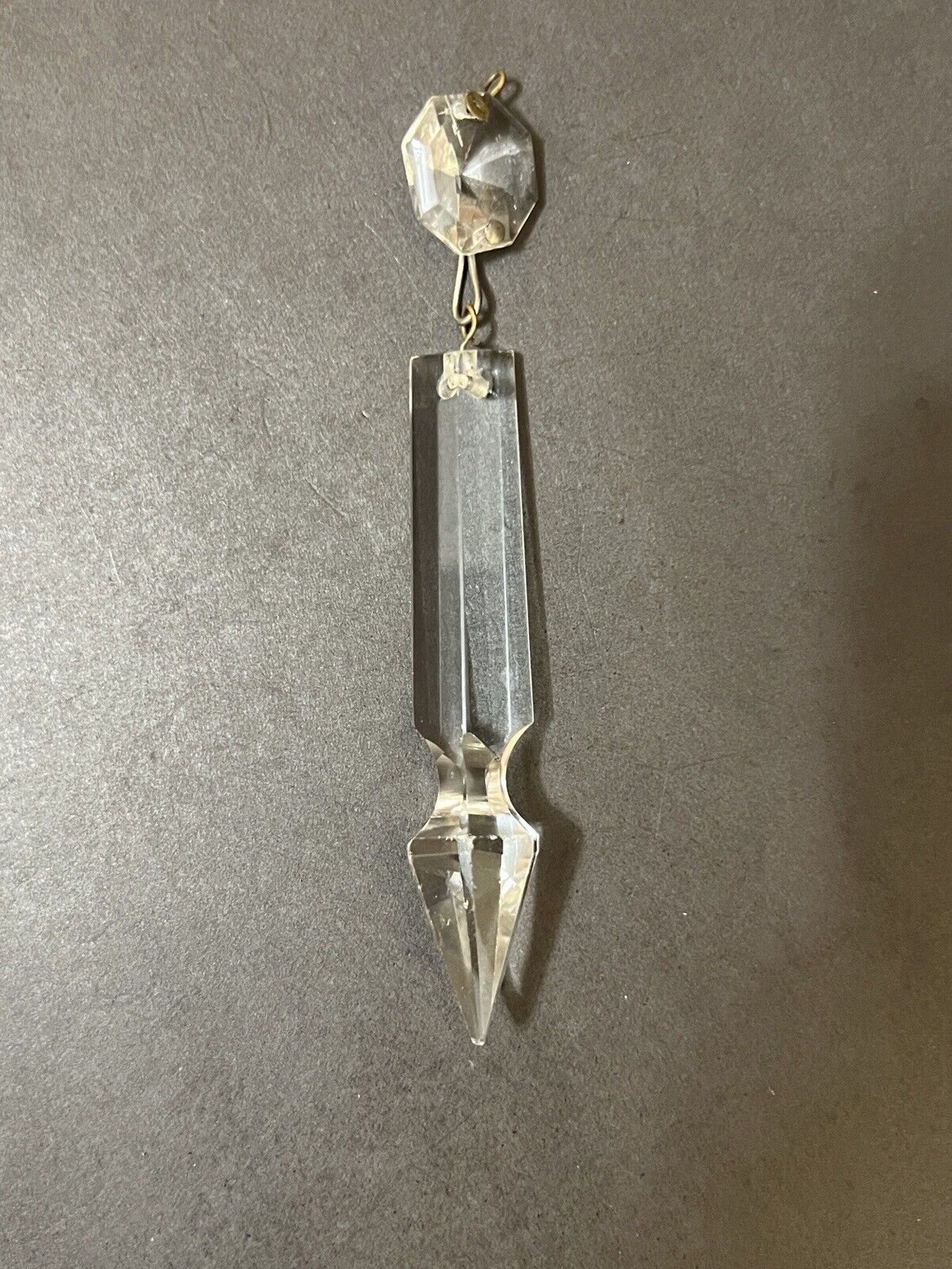 Vintage Clear Crystal Chandelier Lamp Drop Prisms, 7cm Spike, 1.5cm Bead