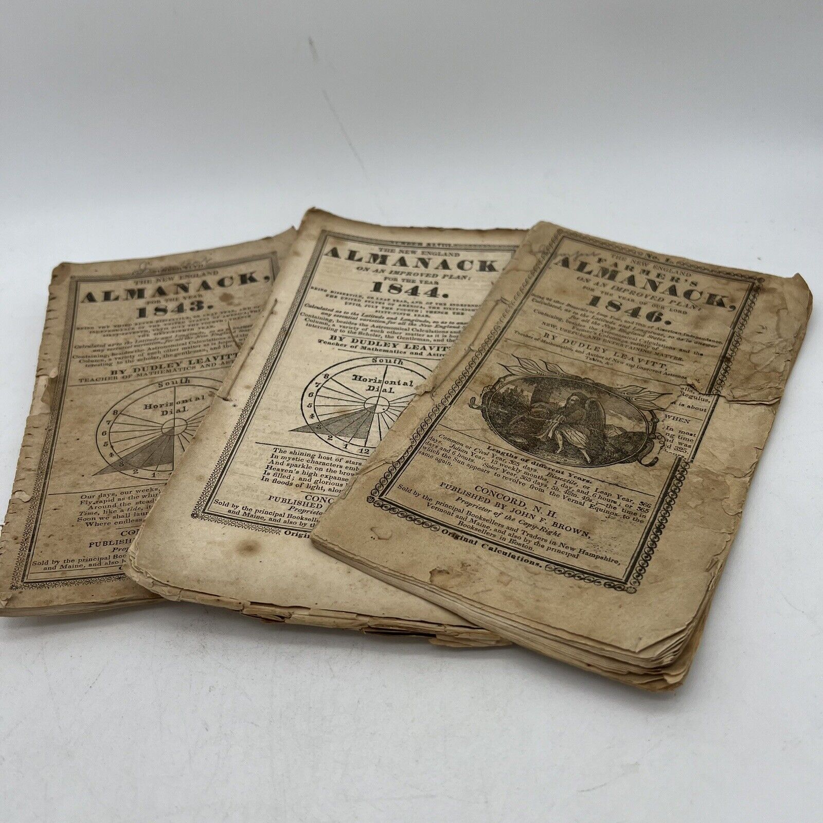 The New England Almanacks Set Of 3 1843, 1844, 1846 Slavery Sewn Bound