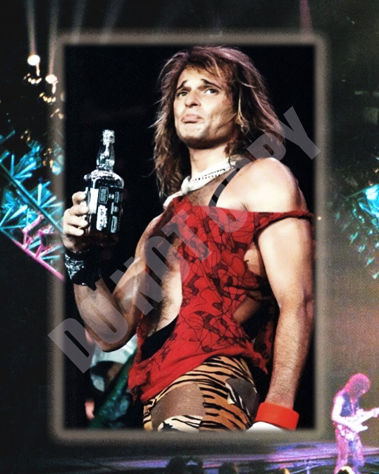 David Lee Roth Of Van Halen Sipping Some Jack Daniels During Concert 8x10 Photo