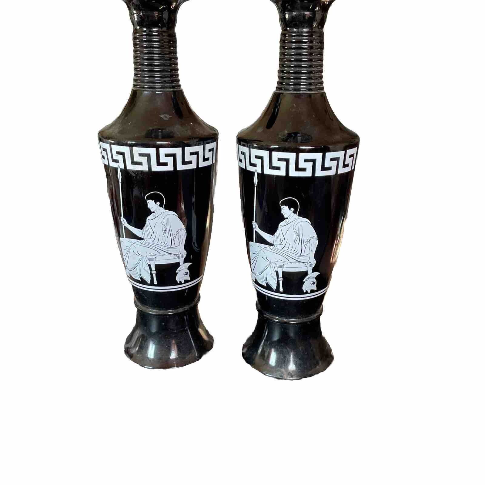VTG 1958 Black Roman Soldier Warrior Spear Urn Jim Beam Decanter Bottle Jar Vase