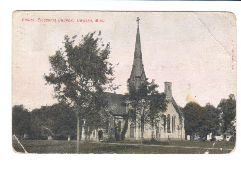 Postcard MI Owosso Michigan Christ Episcopal Church c.1908 G1