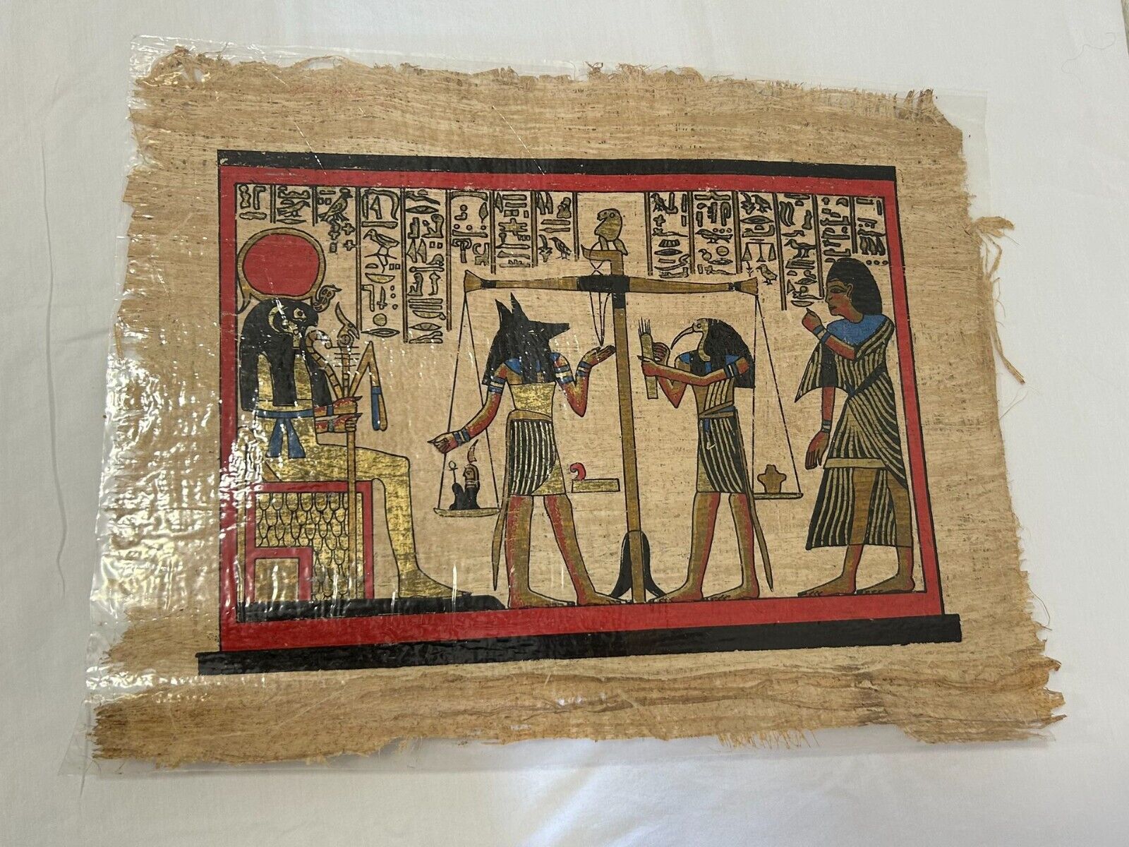 AUTHENTIC EGYPTIAN PAINTING ON PAPYRUS In A Plastic Cover Lot 2