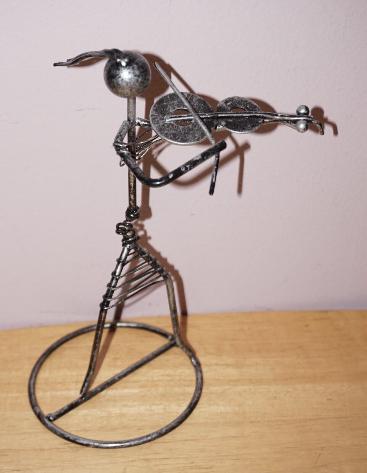 GIRL VIOLIN PLAYER FIGURINE Upcycled Metal Art Figure Figurine