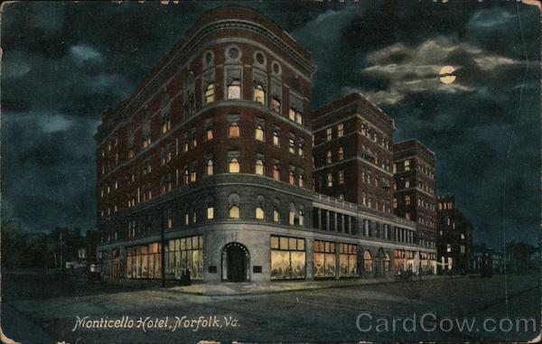 Norfolk,VA Monticello Hotel Virginia Ill. Post Card Co. Antique Postcard Vintage