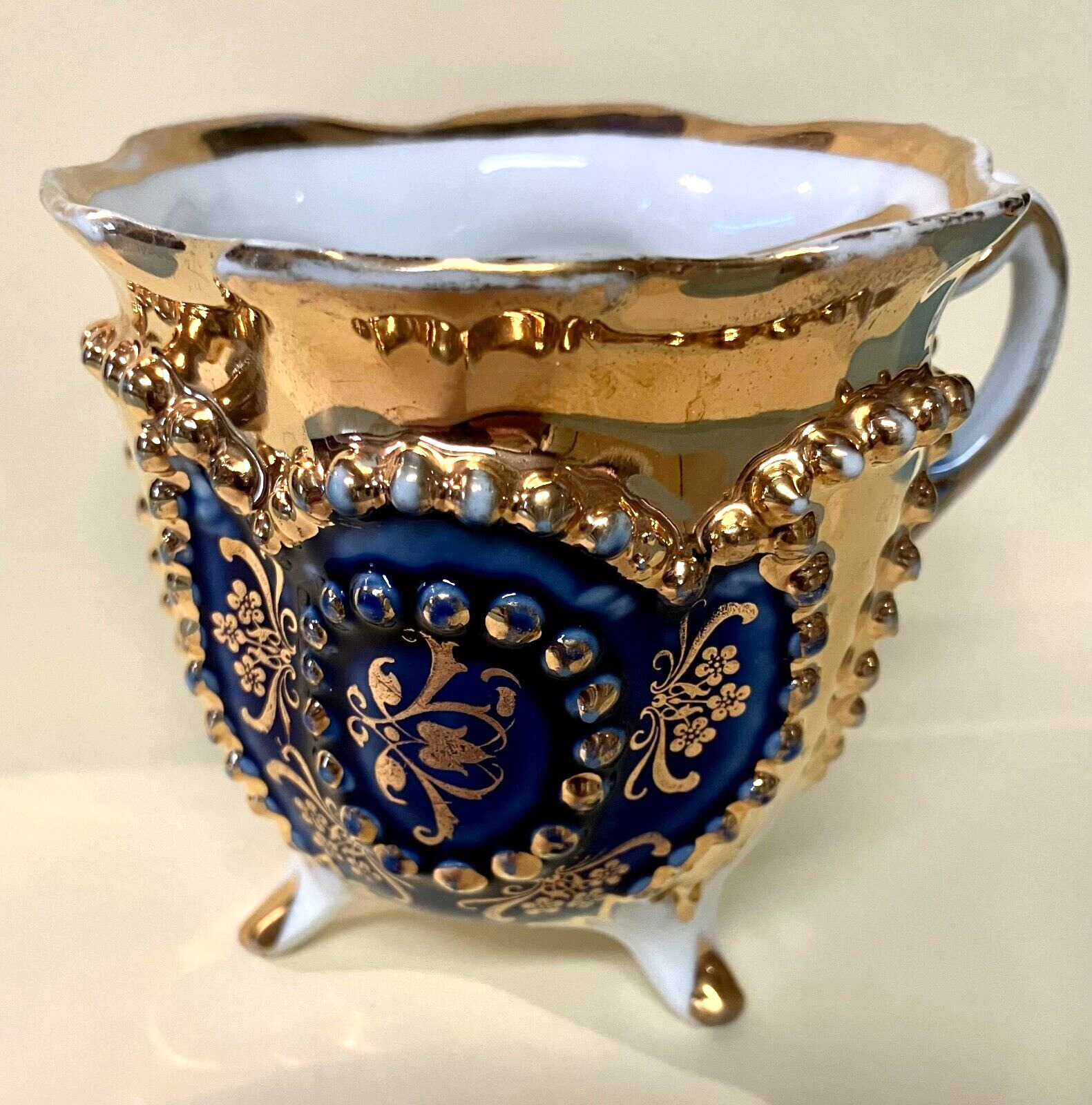 Vintage - Porcelain - Cobalt Blue & Gold - Mustache Cup - Very Ornate