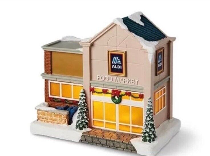 Aldi Store Food Market Christmas Village House LED Lights Merry Moments NEW