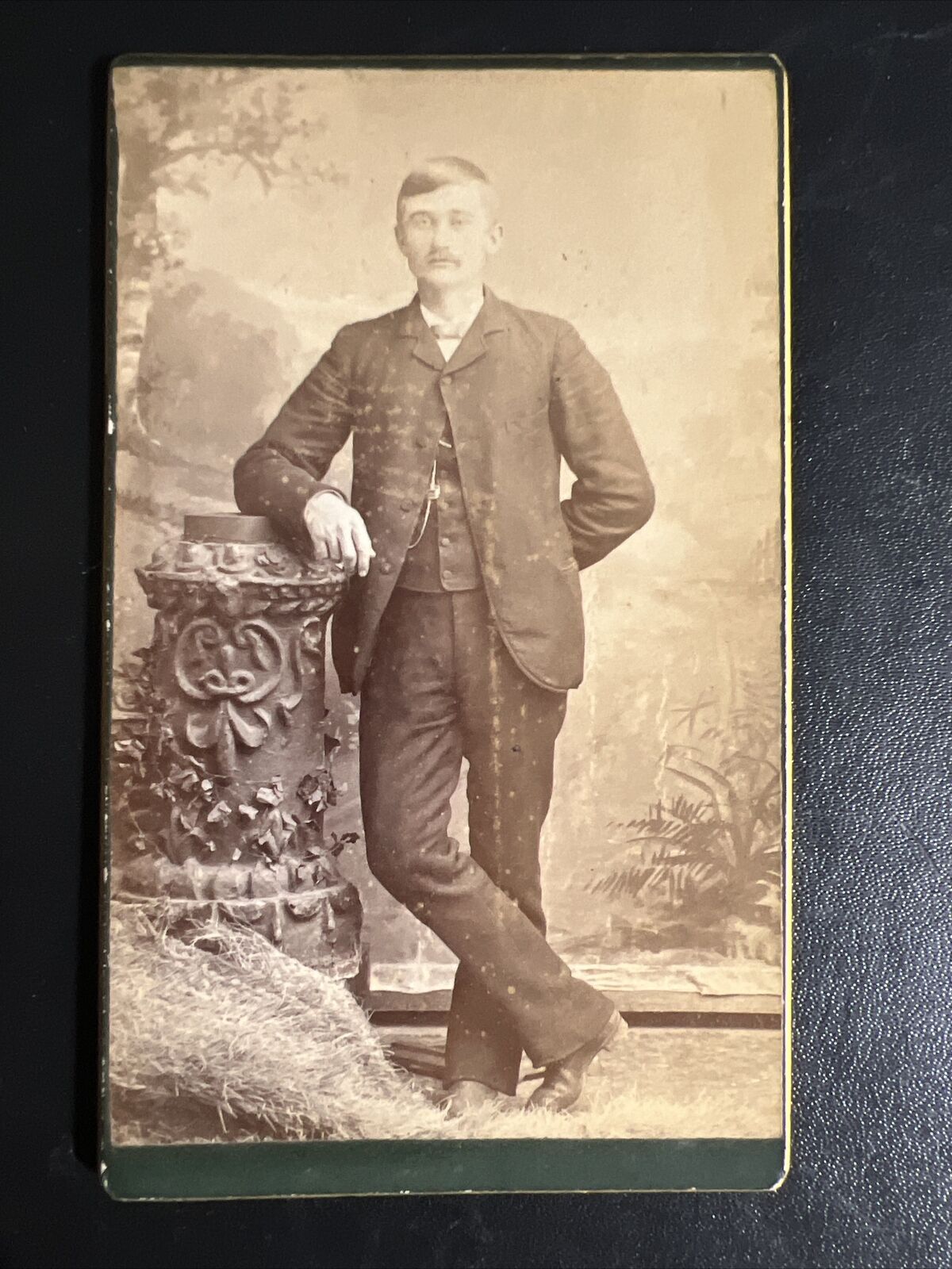 c1880s Antique Vintage CVD Photo card Young Man Holton Kansas Oaks & Ireland