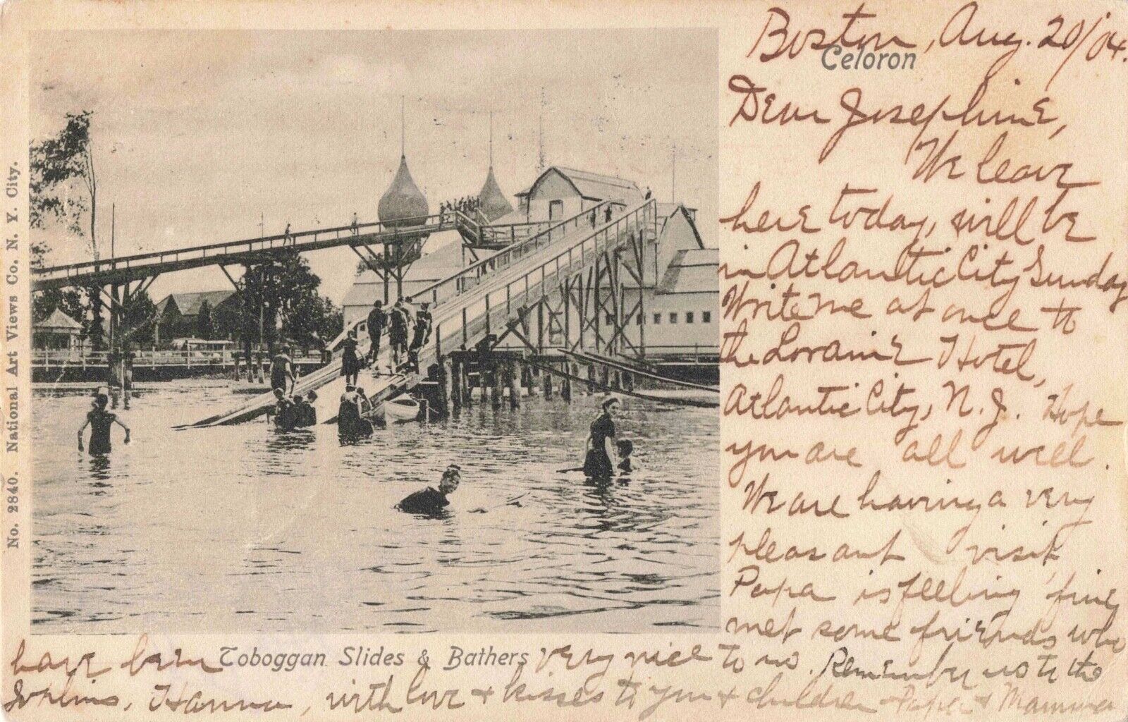 Toboggan Slides & Bathers Celoron Park Chautauqua Lake New York NY 1904 Postcard