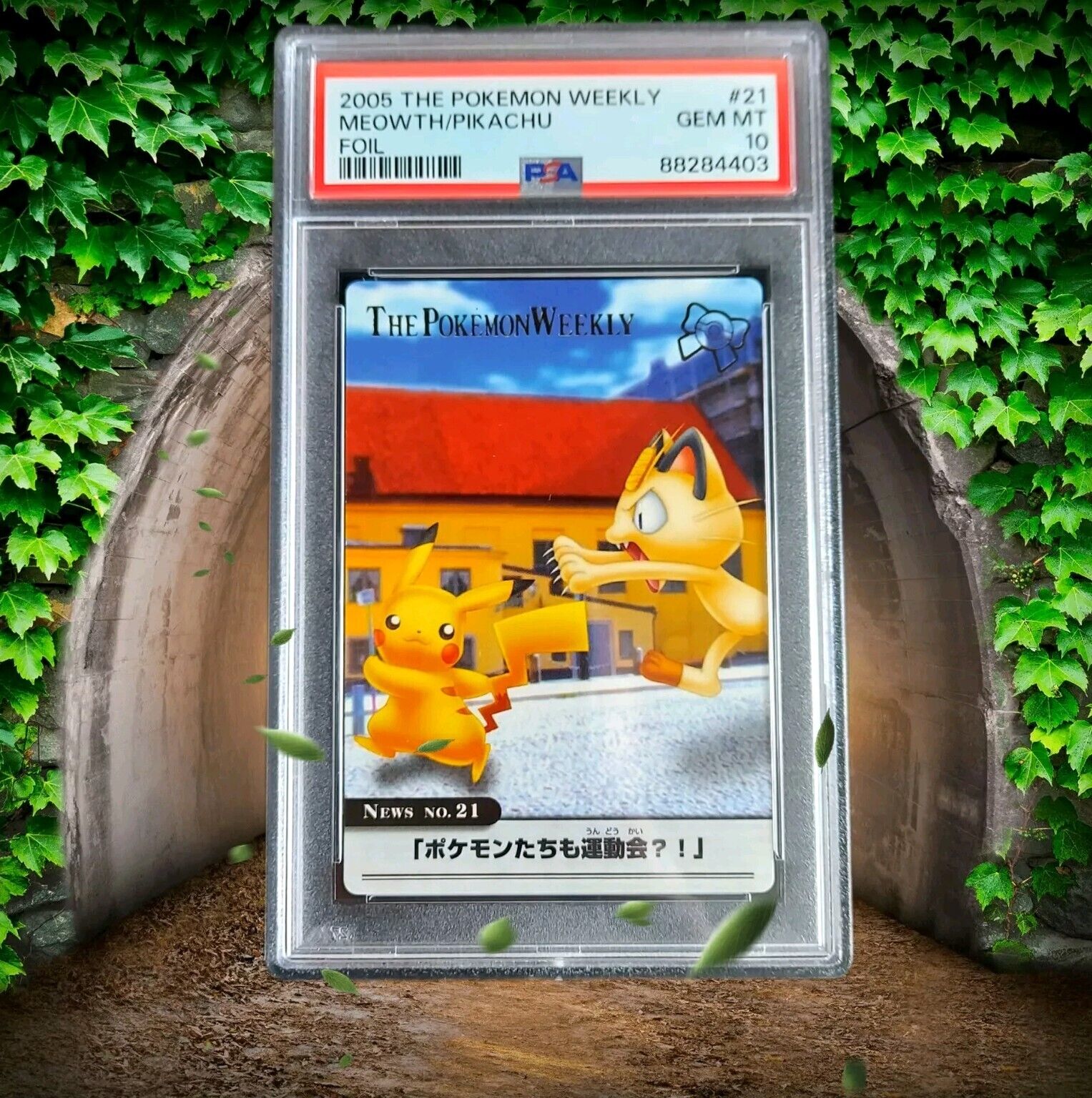POP 5 2005 PSA 10 - Pikachu & Meowth 21 Gold Foil Stamp The Pokemon Weekly Card
