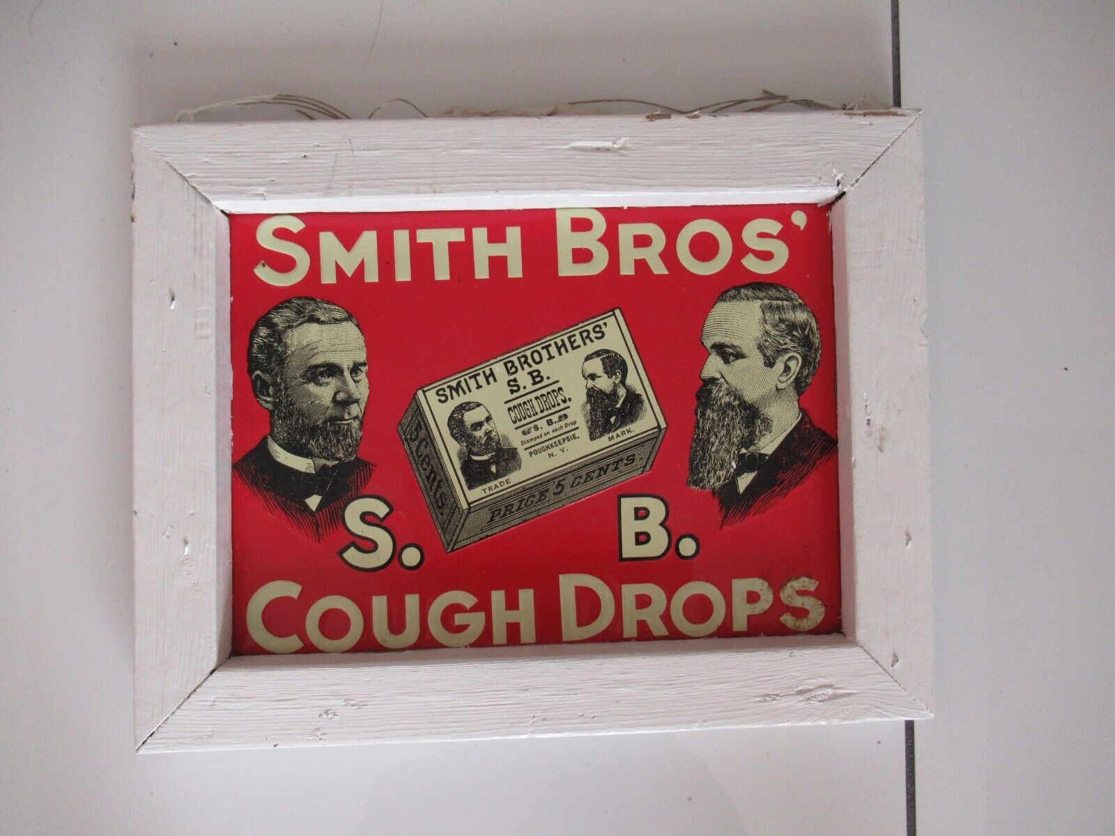 Rare Original ADVERTISING SIGN Smith Brothers Cough Drops \'30s Frame for hanging