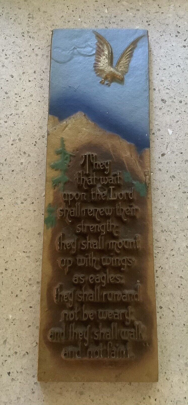 Antique Metal Plaque With Isaiah 40:31 Quote, Very Good Condition, Nice Paint