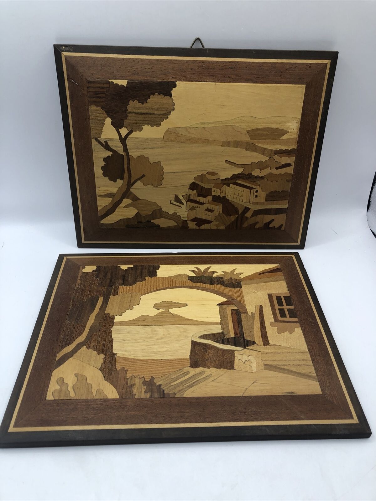 Vintage wood inlay pictures Set Of Two Italy