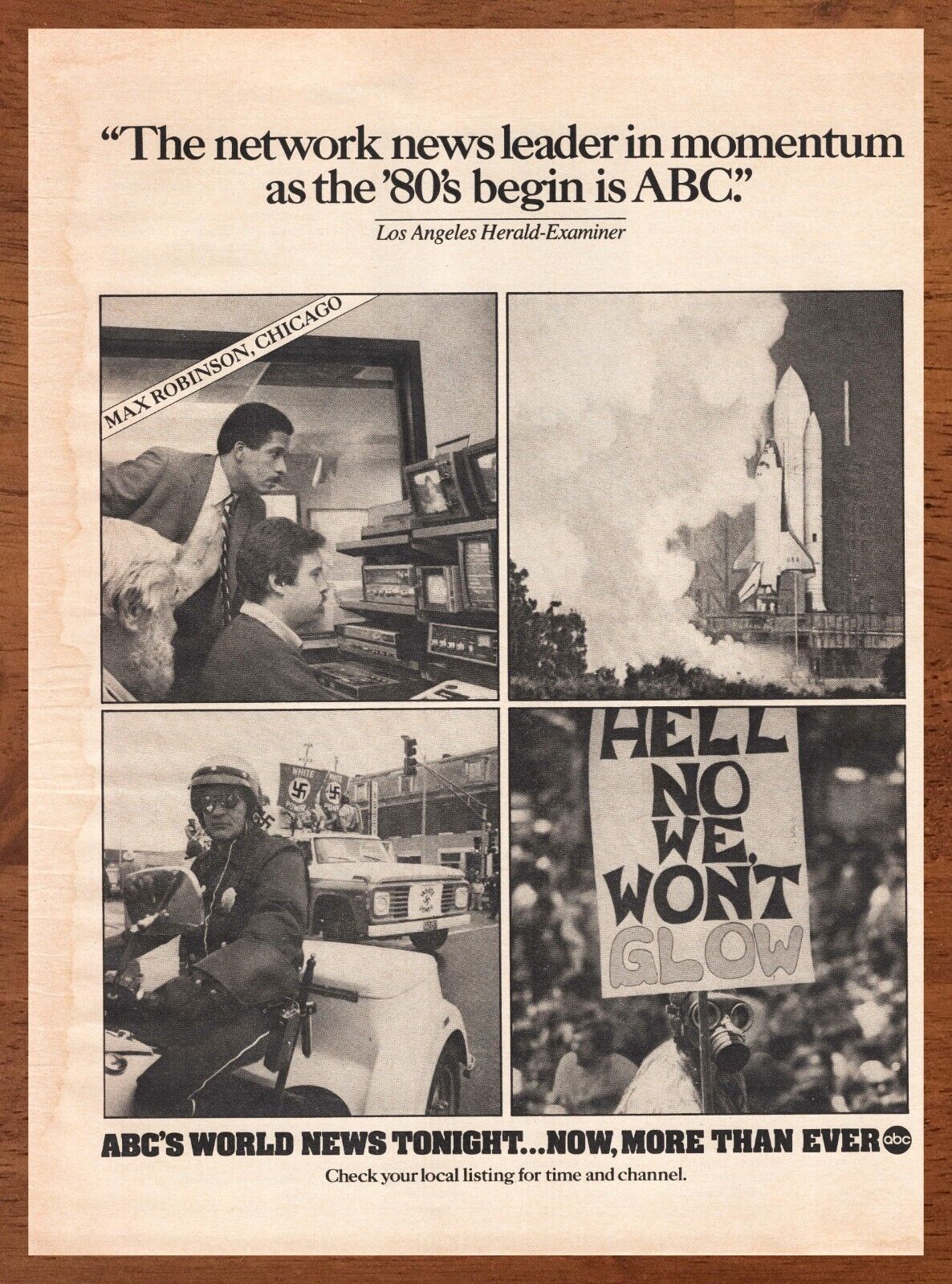 1981 ABC World News Tonight Vintage Print Ad/Poster Retro 80s TV Media Wall Art