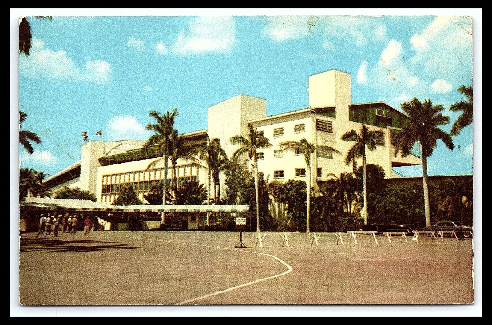 Hallendale Near Miami FL Postcard Clubhouse GulfStream Park Posted 1956   pc187