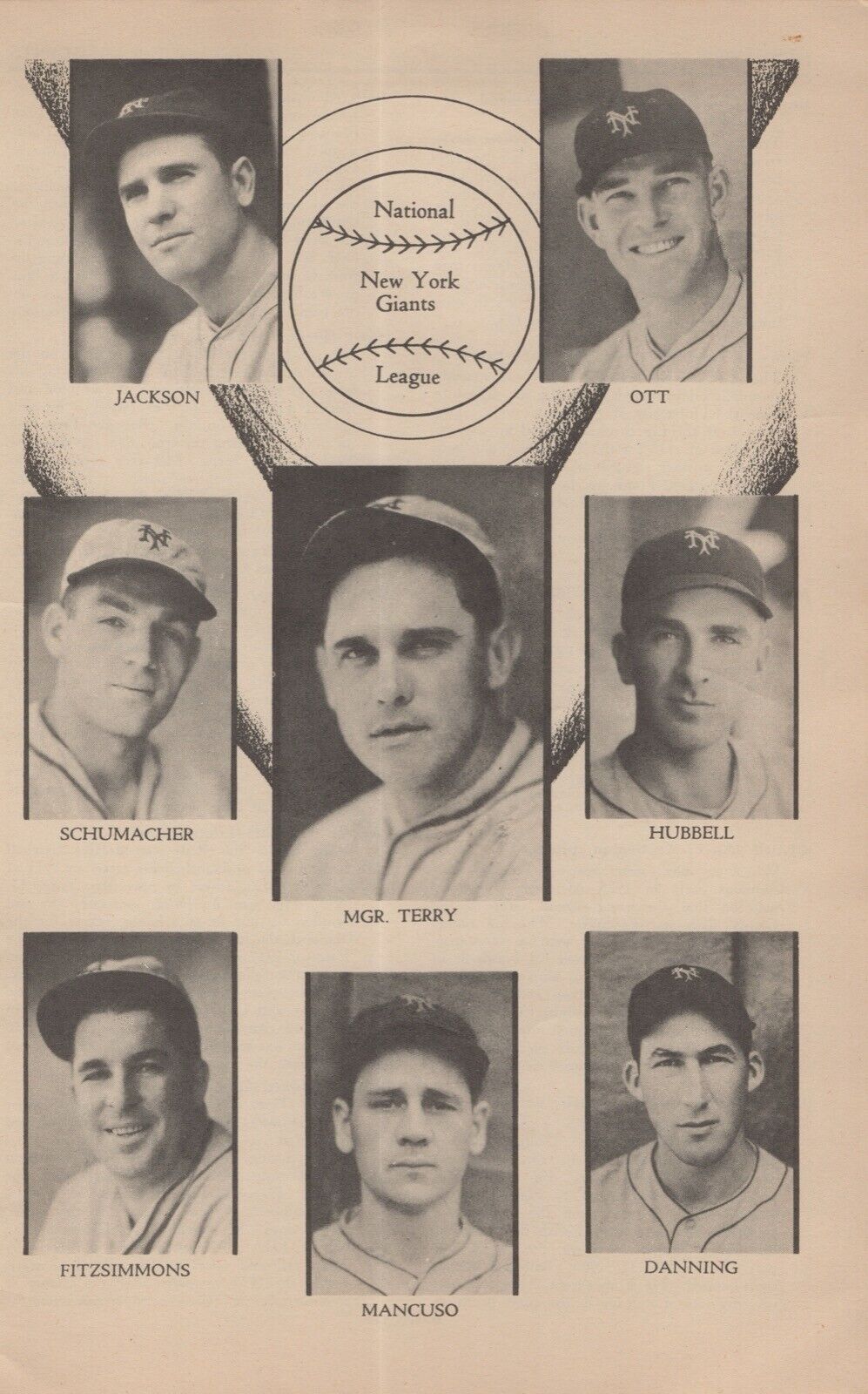 1935 New York Giants Team Mel Ott, Bill Terry Photo Profile Baseball 4 Pages 6x9