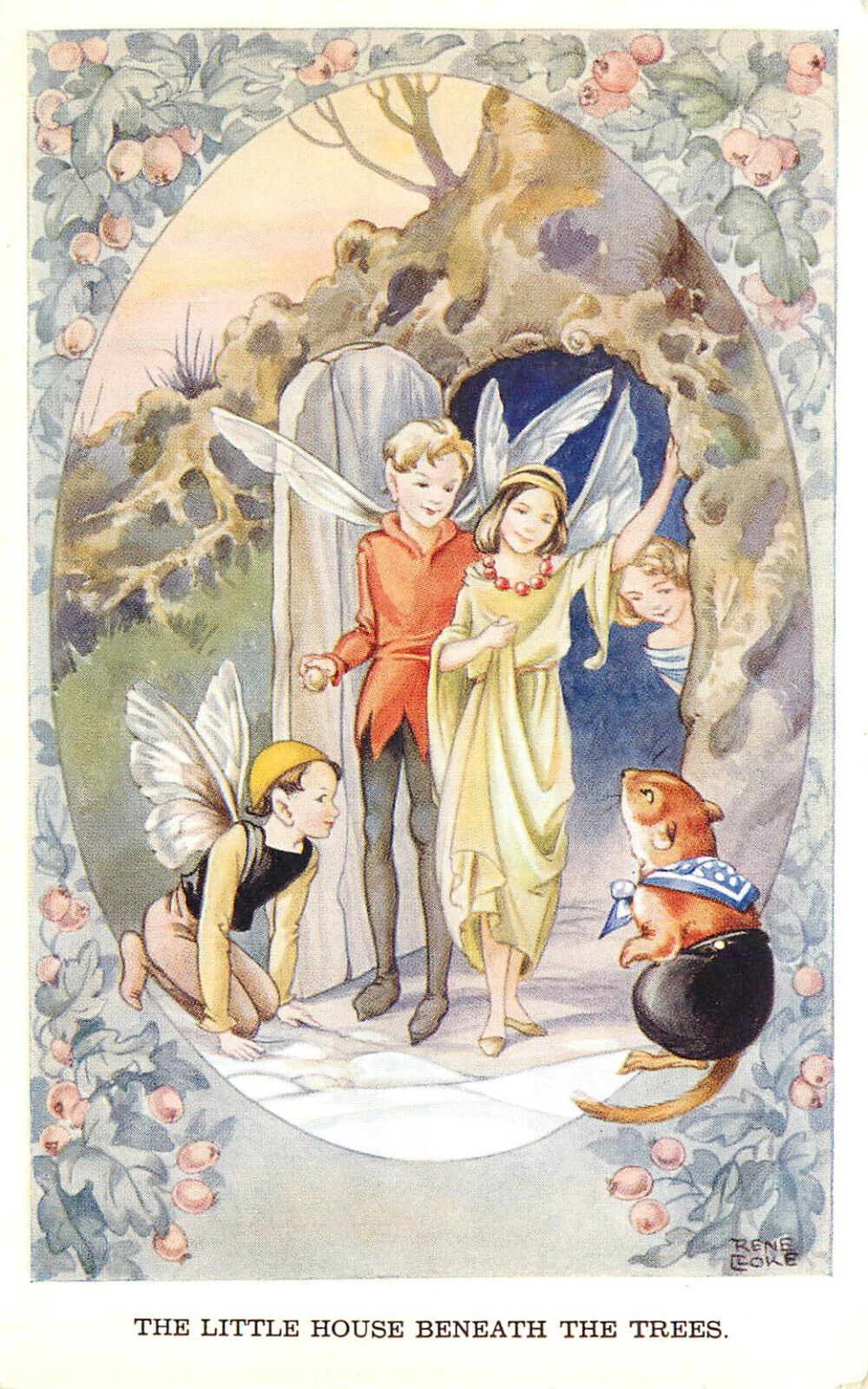 Rene Cloke Fairy Series Postcard 5110 Little House Beneath Trees Fantasy Mouse
