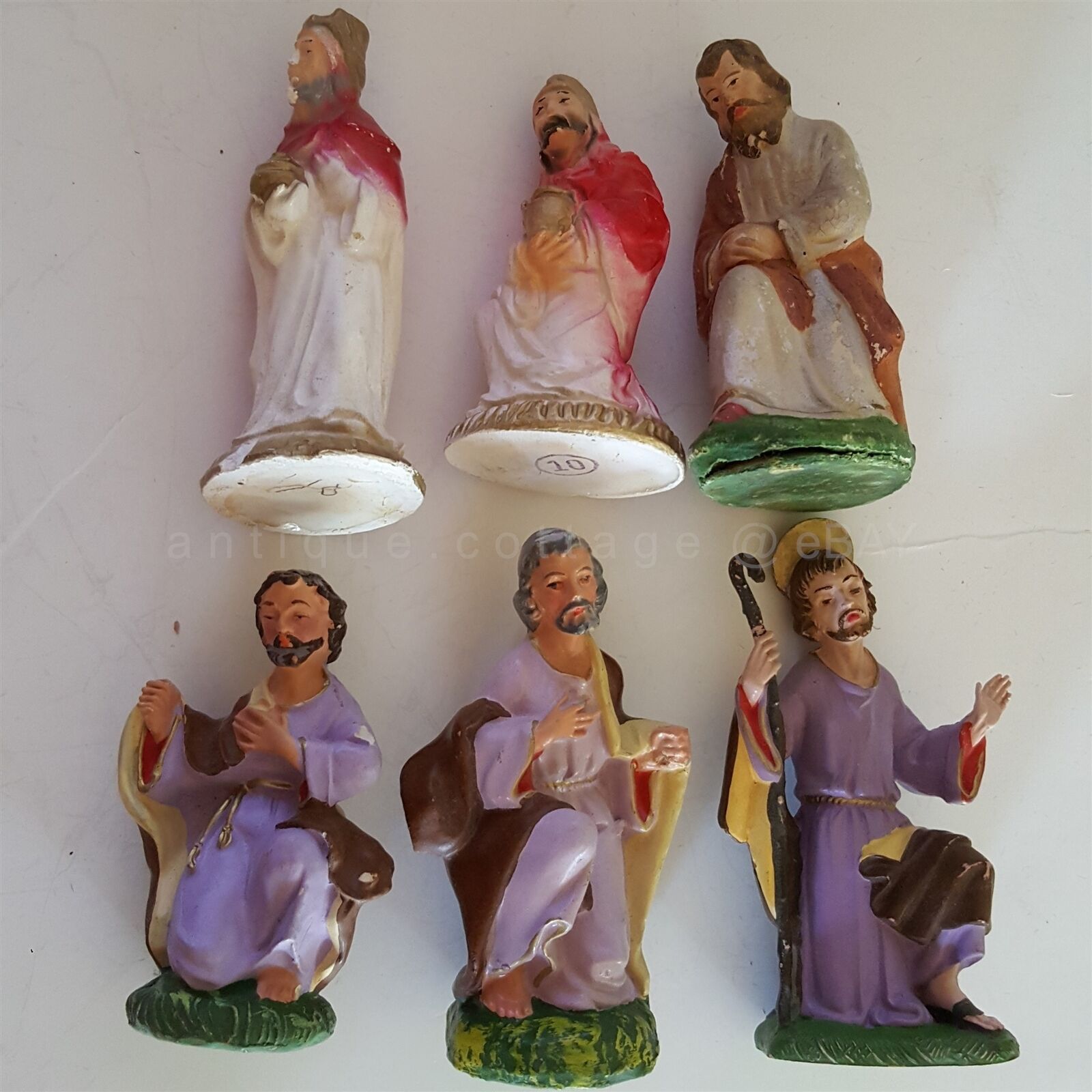 vintage LOT of 6 NATIVITY JOSEPH WISE MEN FIGURES christmas 