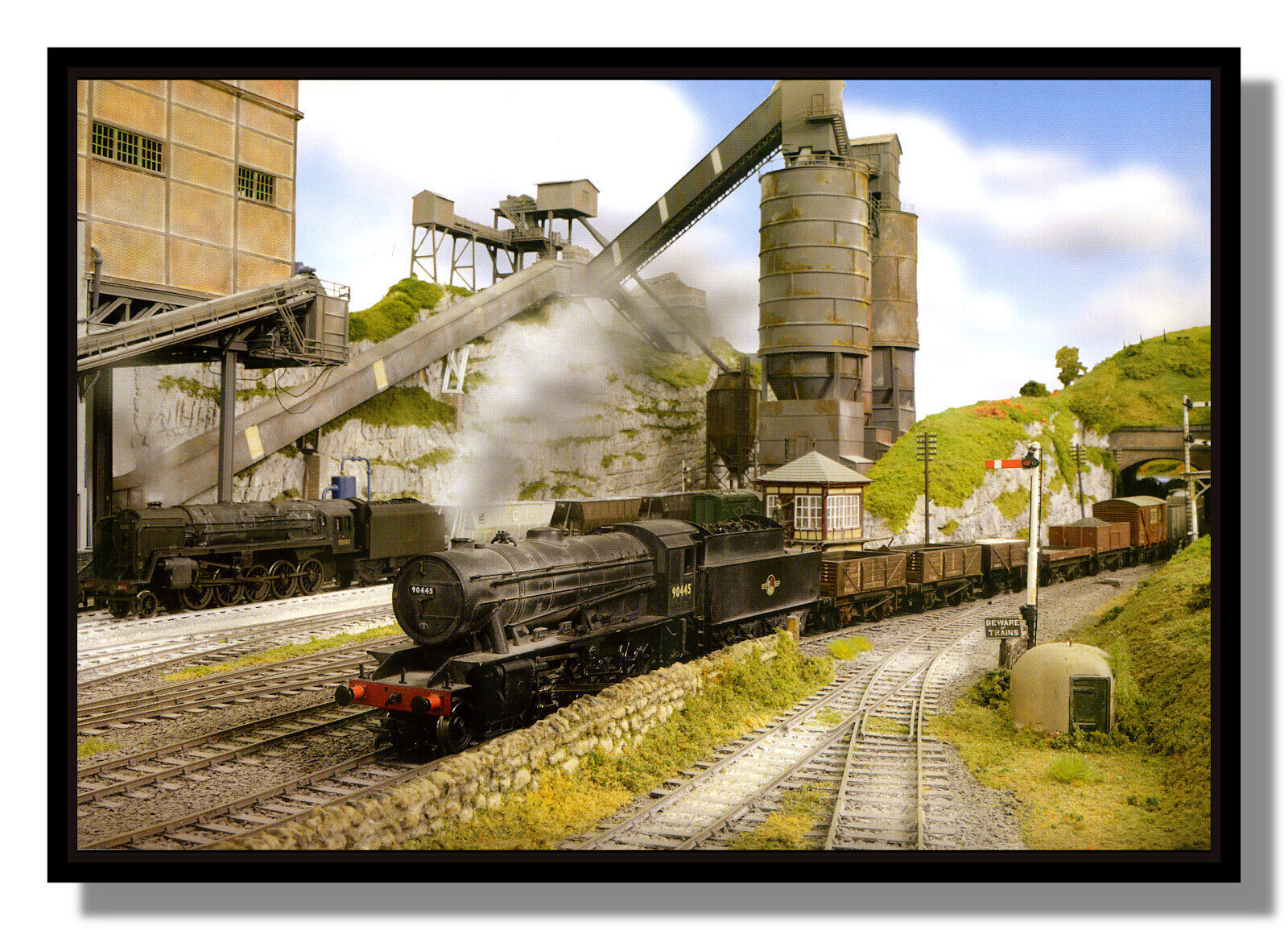 Great Tunsley Dale OO gauge BR WD 2-8-0 7 & 9F locos framed picture free p&p UK